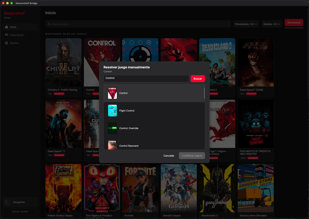 Coincidencia inteligente de juegos